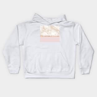 Caramel marble on rose gold blush Kids Hoodie